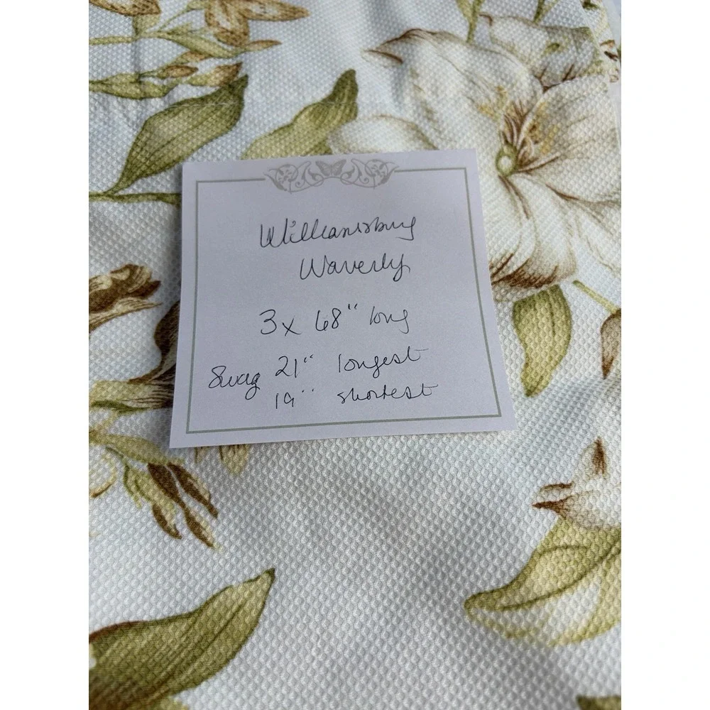 Williamsburg Waverly Valances Magnolia & Dogwood Lined Taffeta Gingham Trim (3)
